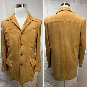 Men's Vintage CRESCO Tan Suede Leather Button Up 40 Western Brown Jacket